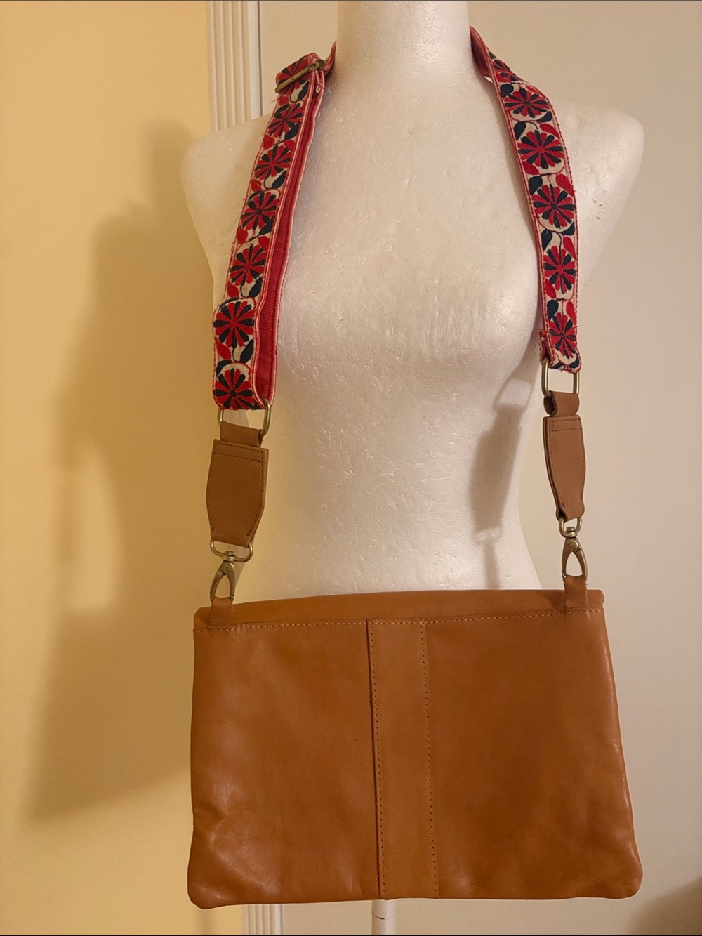 Noonday Collection Tan Fold-Over Crossbody Bag